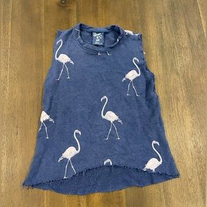 Flowers by Zoe cutoff tank top medium flamingos